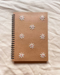 Daisy Flowers - Kraft Embroidered Notebook