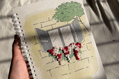 Window with Flowers - Embroidered  Notebook