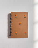 Minimal Orange flower - Kraft Embroidered Notebook