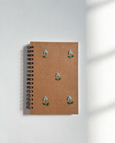 Minimal Sky Blue flower - A6 Kraft Embroidered Notebook