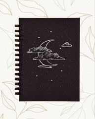Moon in the Clouds - Black Cover With White Lined Pages
