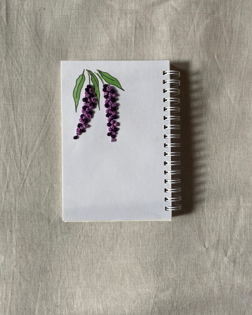 Lavender Leaves - Embroidered Mini Notebook