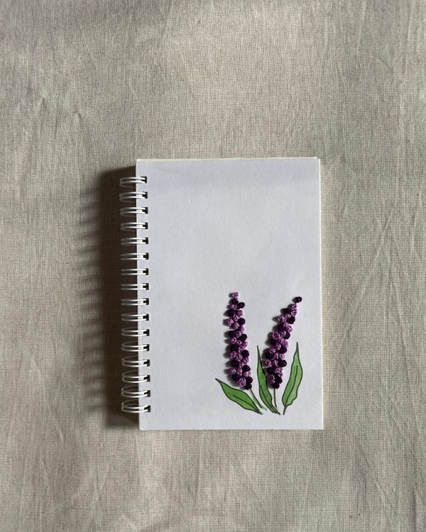 Lavender Leaves - Embroidered Mini Notebook