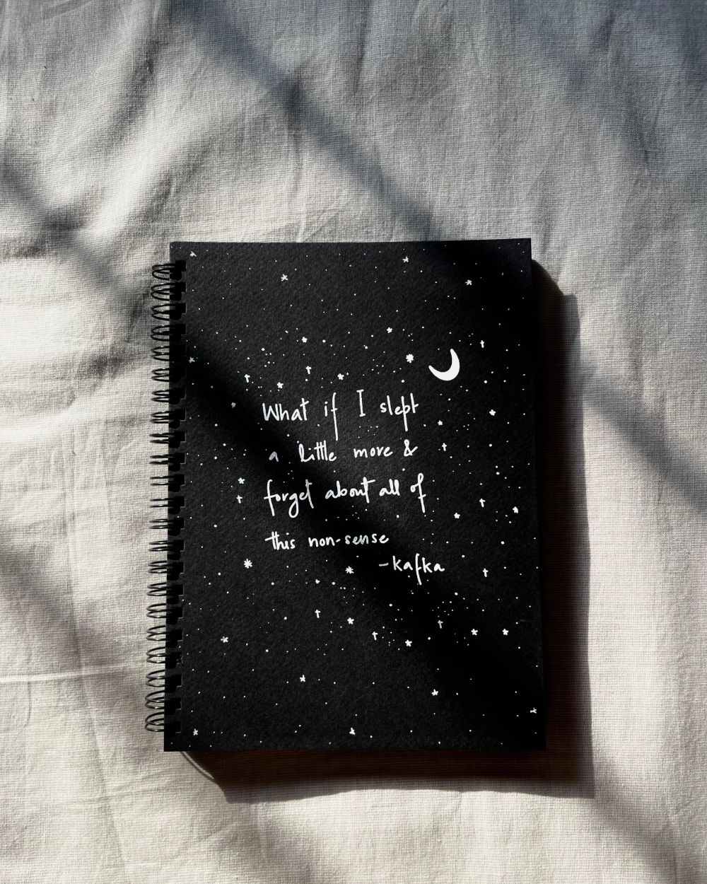 What if I sleep by Kafka - Black Cover With White Lined Pages