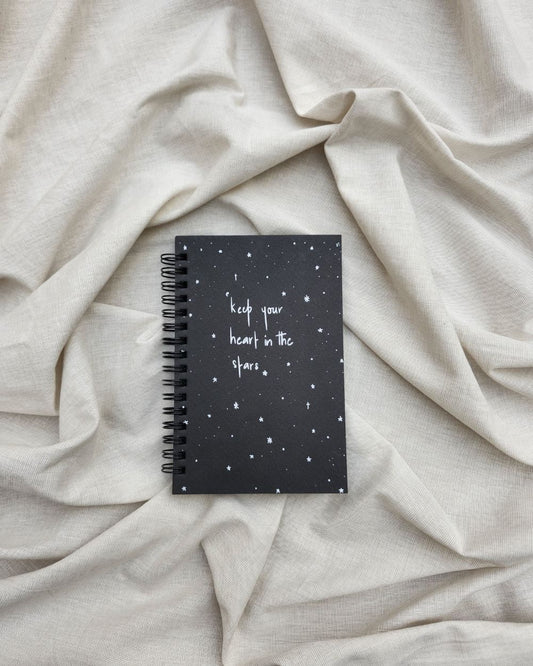 Keep your heart in the stars - Black Mini Notebook