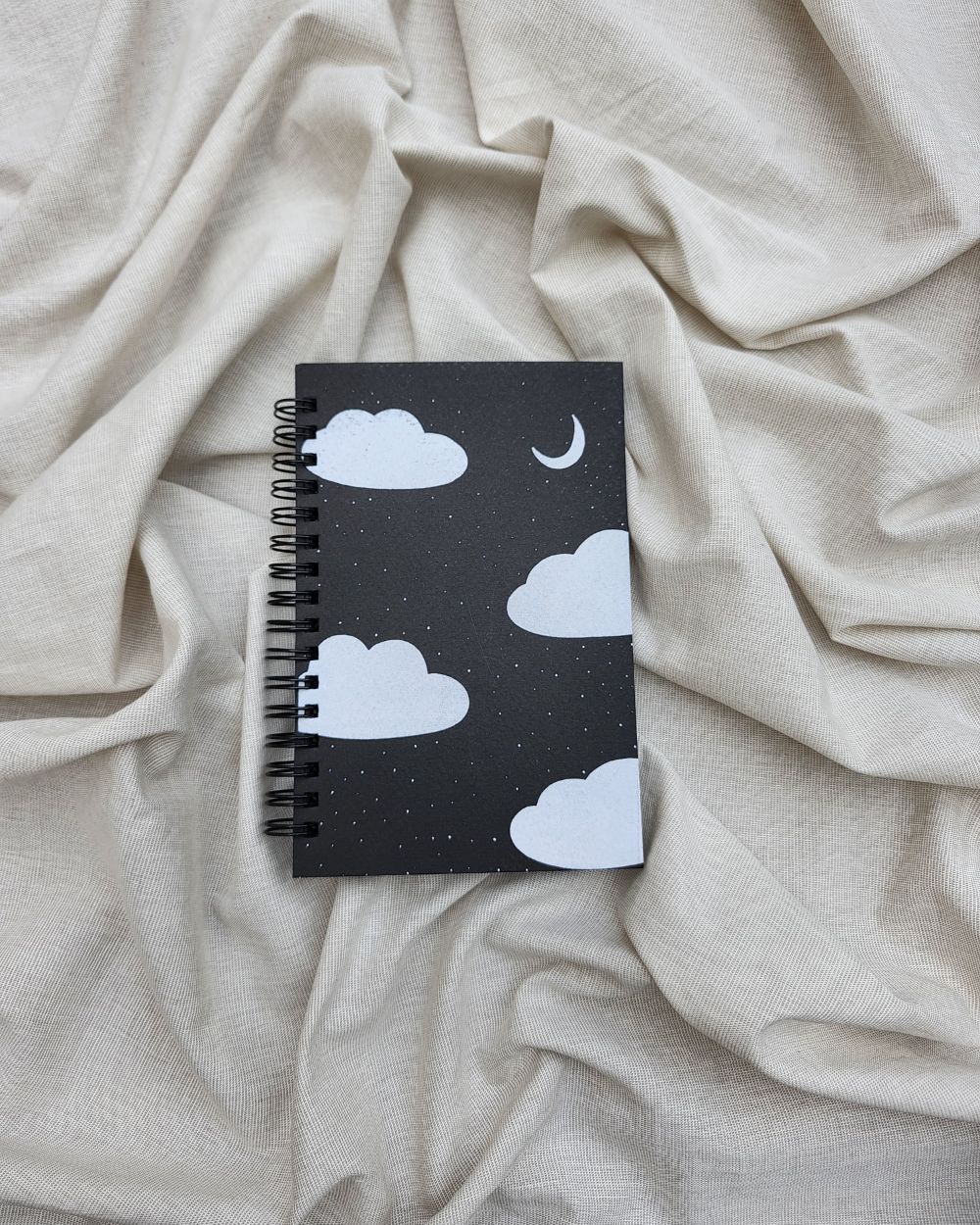 Doodled Clouds - Black Mini Notebook