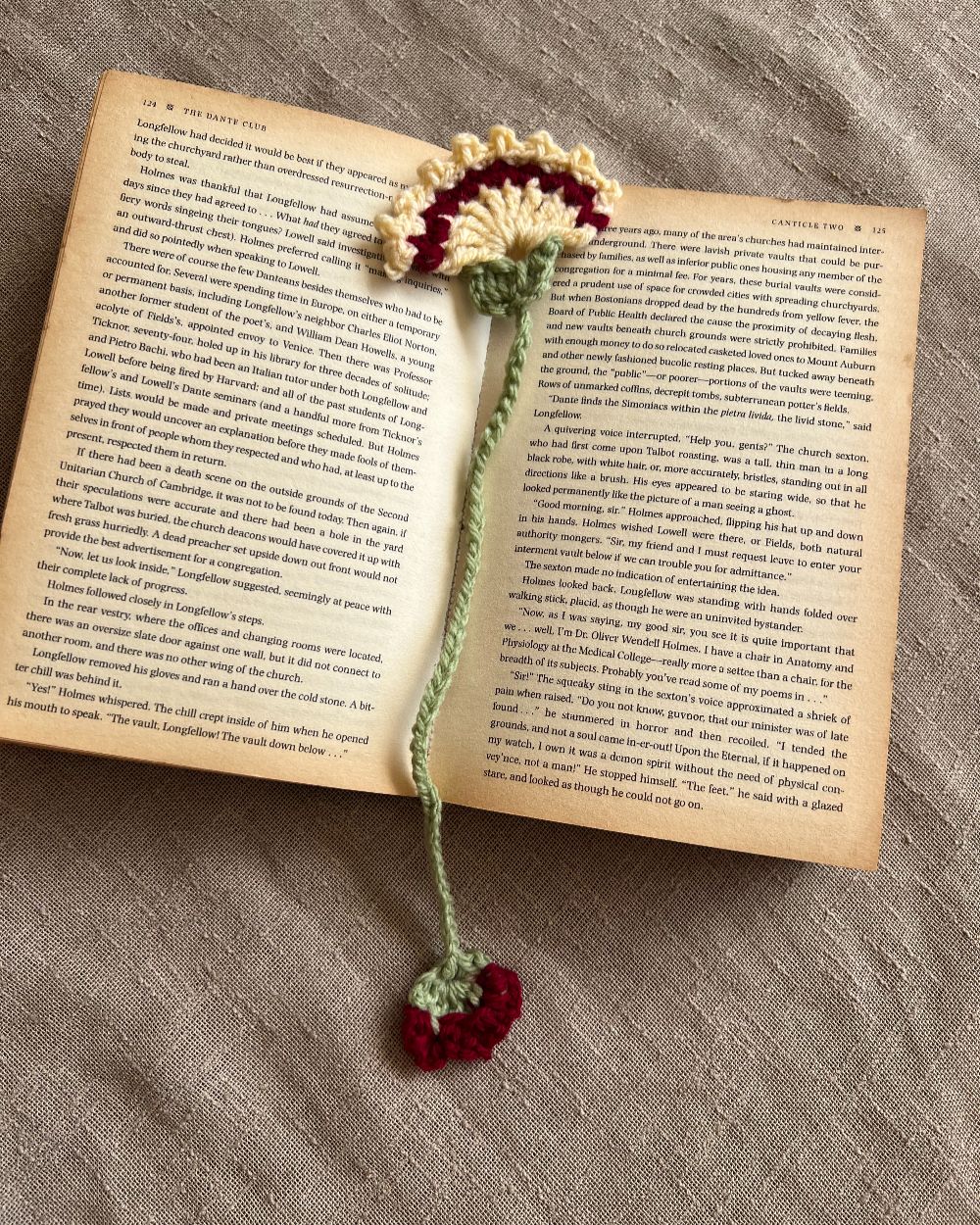 Crochet Carnation Bookmark
