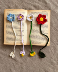 Crochet Flower Bookmarks Set of 4