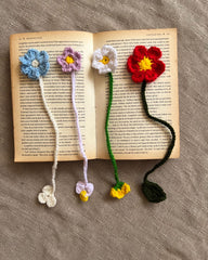 Crochet Flower Bookmarks Set of 4