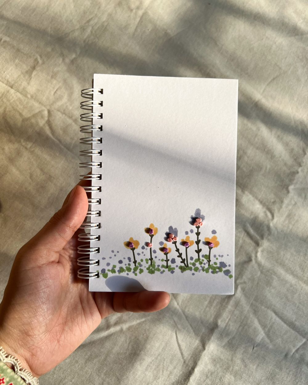 Spring Flowers - Kraft Embroidered Notebook