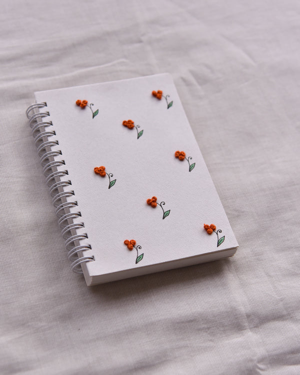Minimal flowers Red- Embroidered Mini Notebook