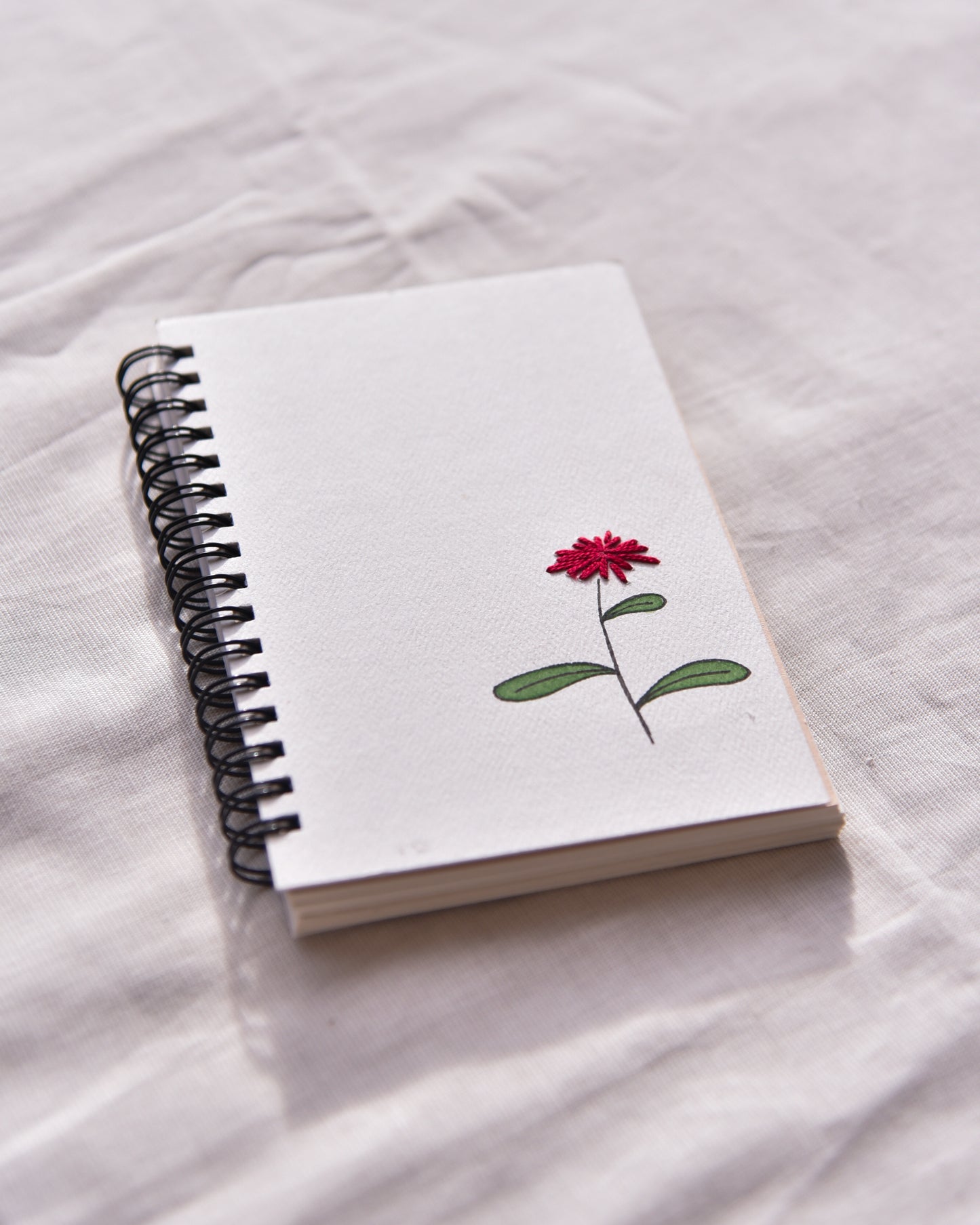 Red Flower - Embroidered Mini Notebook