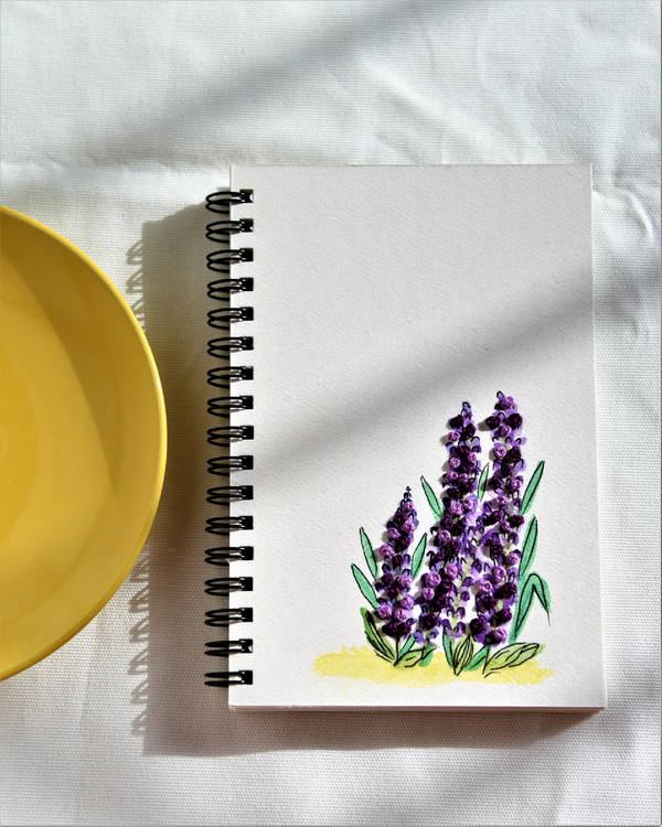 Lavender Leaves - Embroidered Mini Notebook
