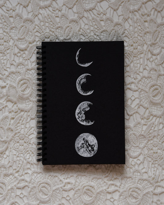 Phases of Moon - Black Paper Journal