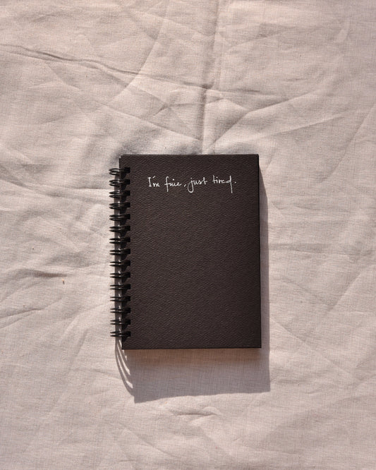 I'm fine just tired - Black Mini Notebook