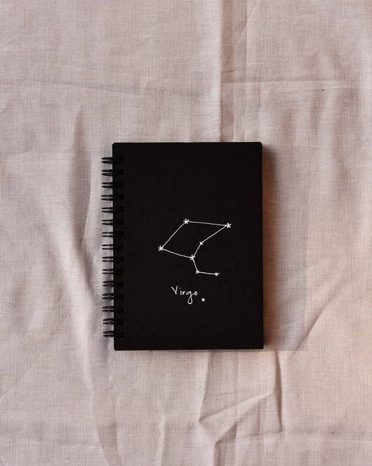 Virgo Zodiac Sign - Black Mini Notebook