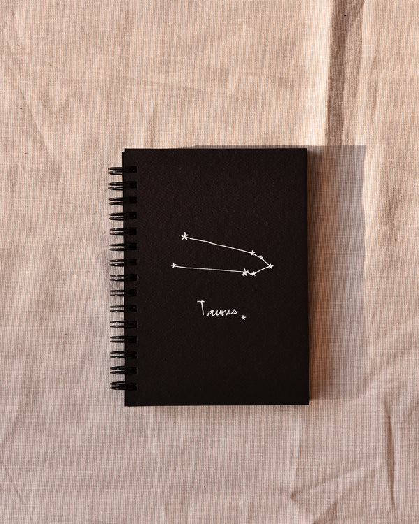 Taurus Zodiac sign - Black Mini Notebook