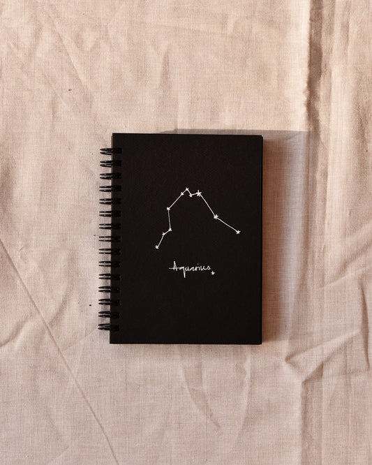 Aquarius Zodiac sign - Black Mini Notebook